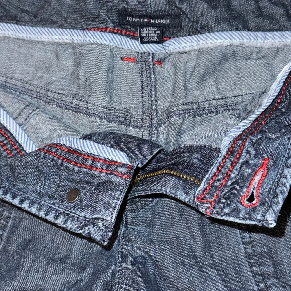 Tommy Hilfiger Y2K Grunge Utility Denim Gorpcore Cargo Bermuda Shorts 2‎ Preppy